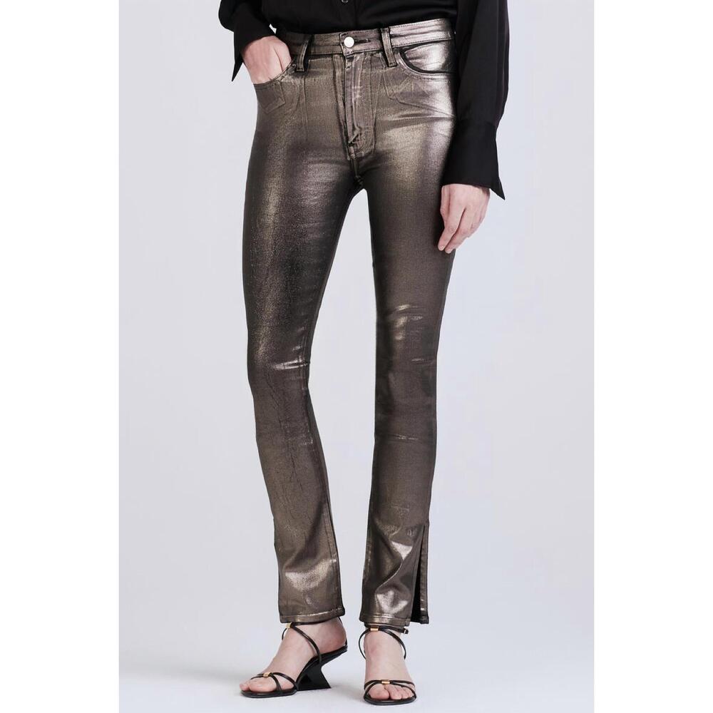 NEW DEREK LAM 10 CROSBY kyle high rise skinny jean in metallic coated